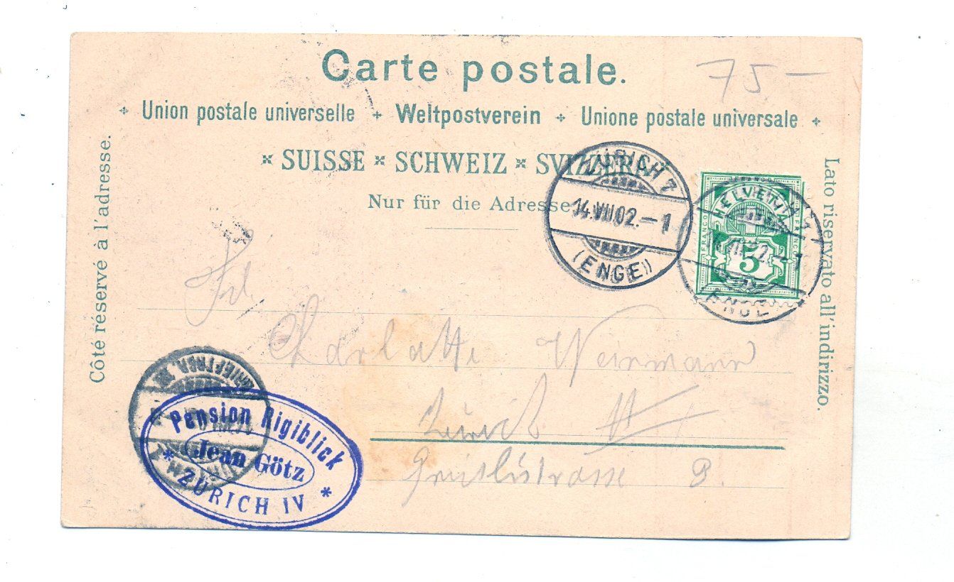 Cartoline postali: Zürich - Rigiblick - Litho von 1902 – Usato da Tagelswangen venduto da Miski 1