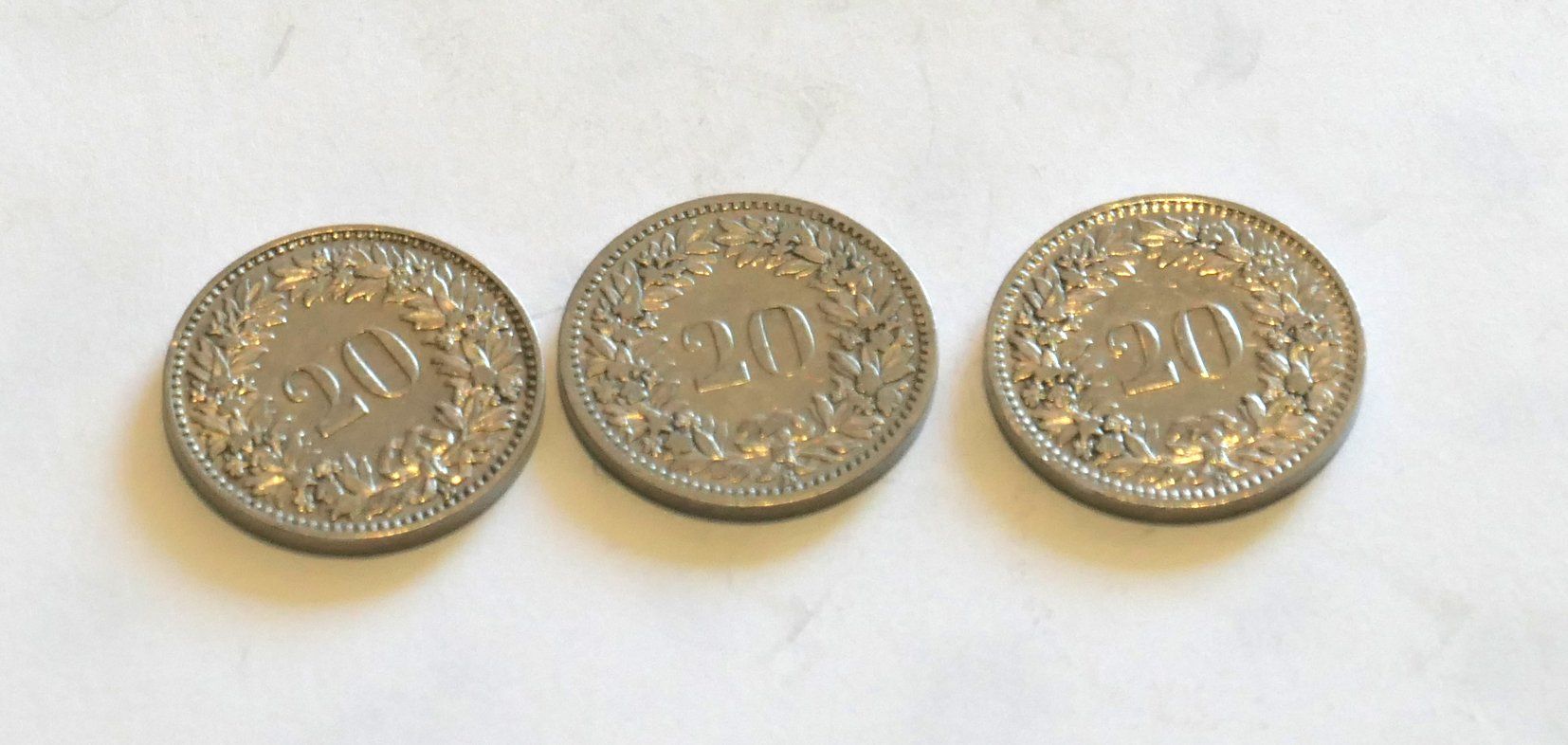 Toutes les monnaies: 3 pièces de 20 ct CHF – D'occasion à Carouge GE par bemol_007