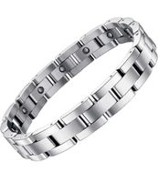 MAGNETARMBAND UNISEX EDELSTAHL MASSIV SILBERFARBEN HOCHGLANZ