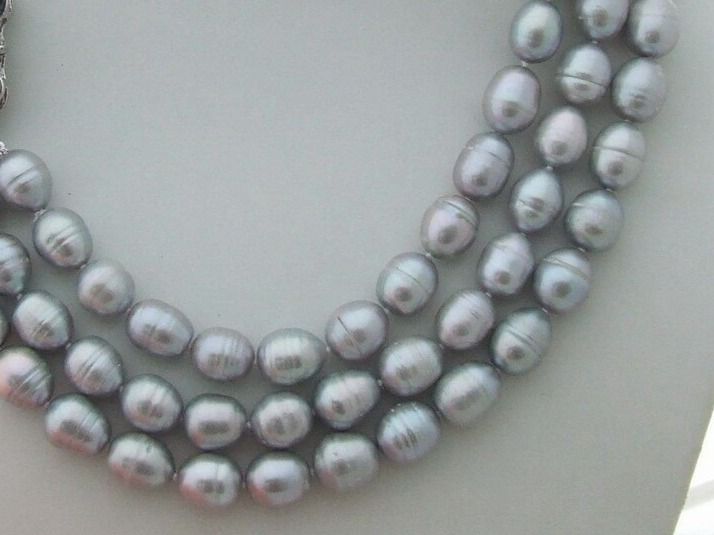 Ketten: Blume Lua Grau Perlen Kette Echt 1cm Collier Perle Halskette – Neu (gemäss Beschreibung) aus Prilly von ilyria73 6