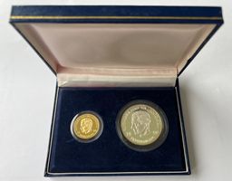 2er Set Gold- und Silbermünze Liechtenstein 1990