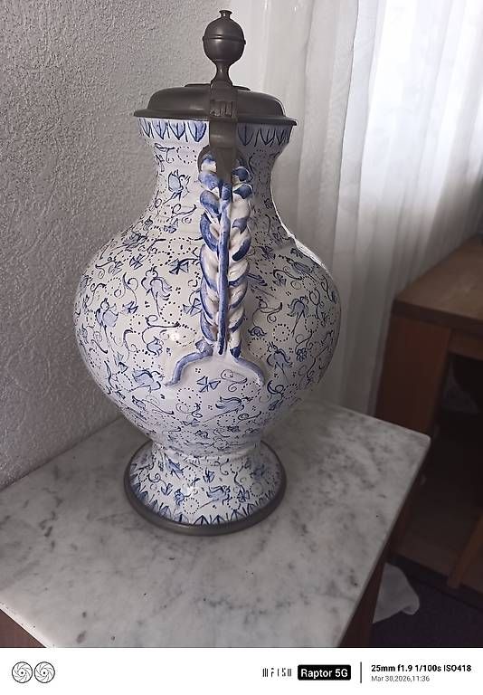 Caraffe: Fayence-Enghalskrug 18. oder 19. Jahrhundert. – Usato da Kleinlützel venduto da BALUIMWALD151
