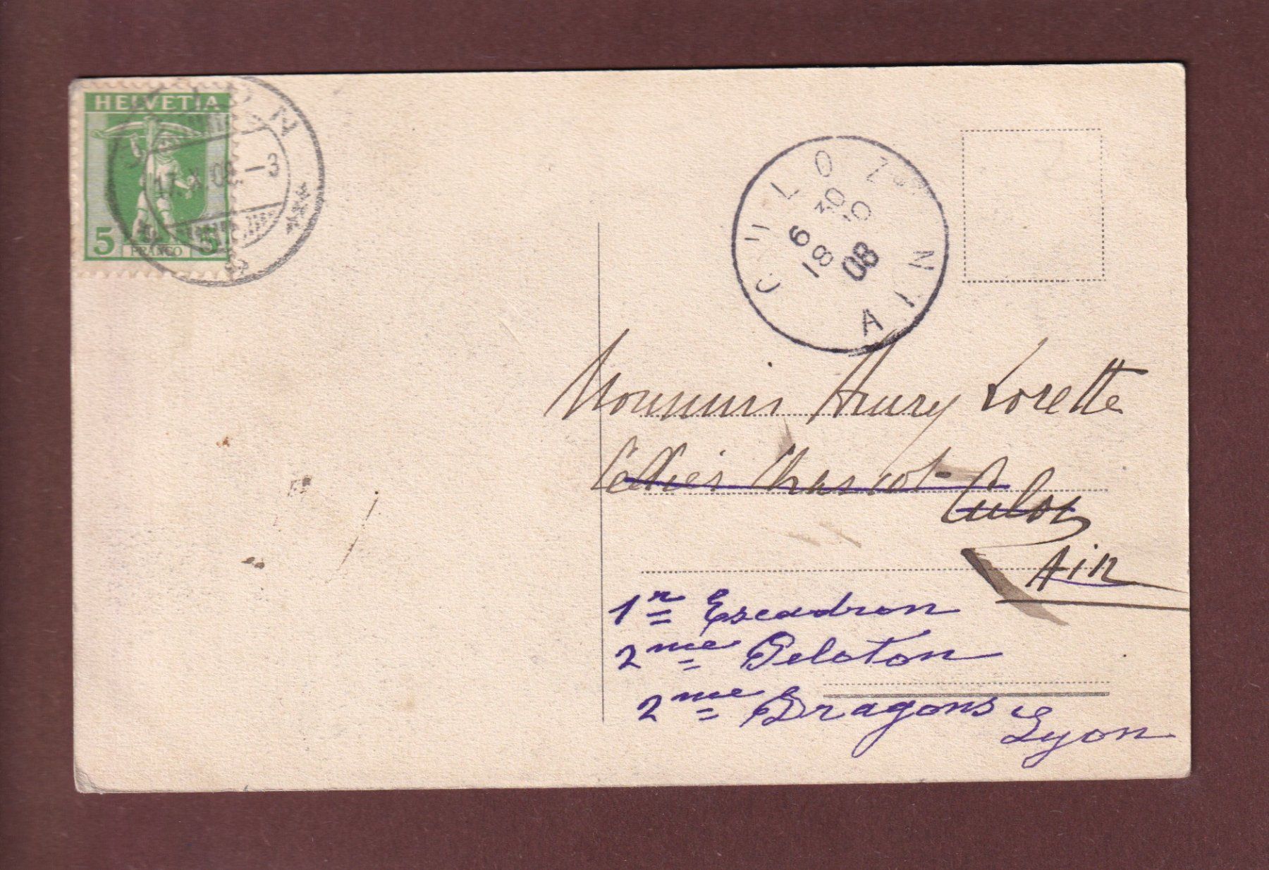 Cartoline postali: CHILLON vu de GLION - 1908 – Usato da Pully venduto da nicecards 1