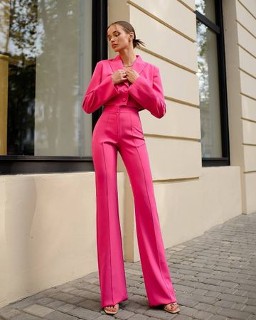 Pink Cropped Blazer Suit with Trousers size:M new