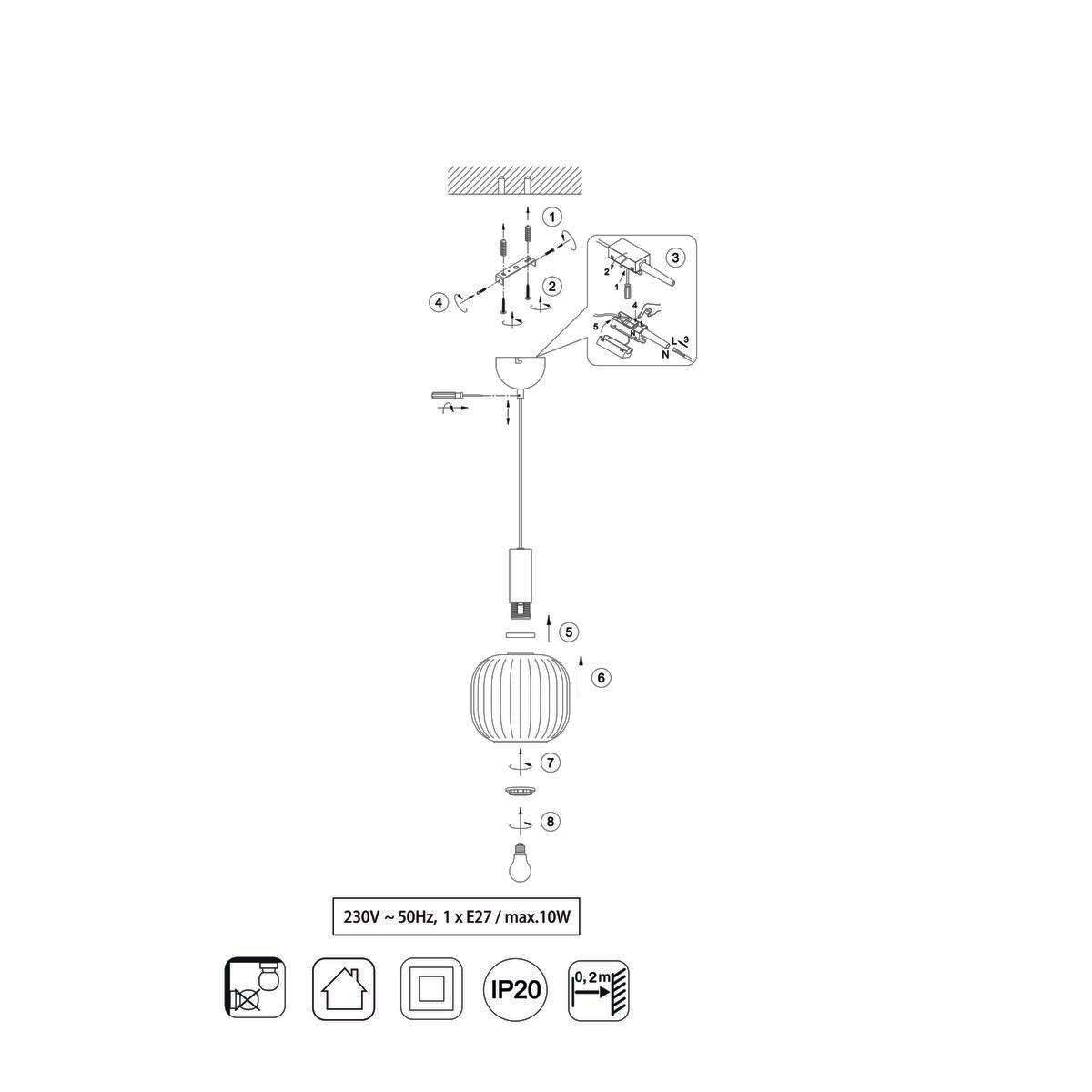 Lampadari & plafoniere: Pendelleuchte, Höhe anpassbar, Ø 20 cm – Nuovo (secondo la descrizione) da Kreuzlingen venduto da Smart-Light 7