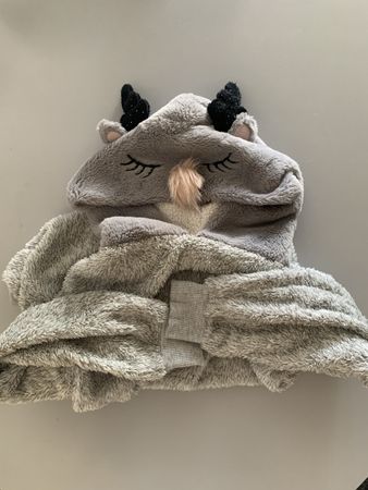 Hunkemöller Plüsch Pullover grau mit Kapuze Grösse S