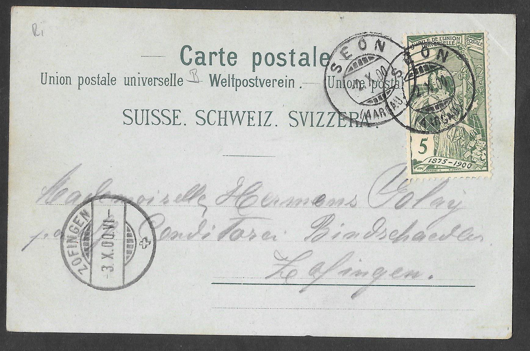 Cartoline postali: Seon grüne Lithografie 2 Bilder – Usato da Olten venduto da clotaldi 1