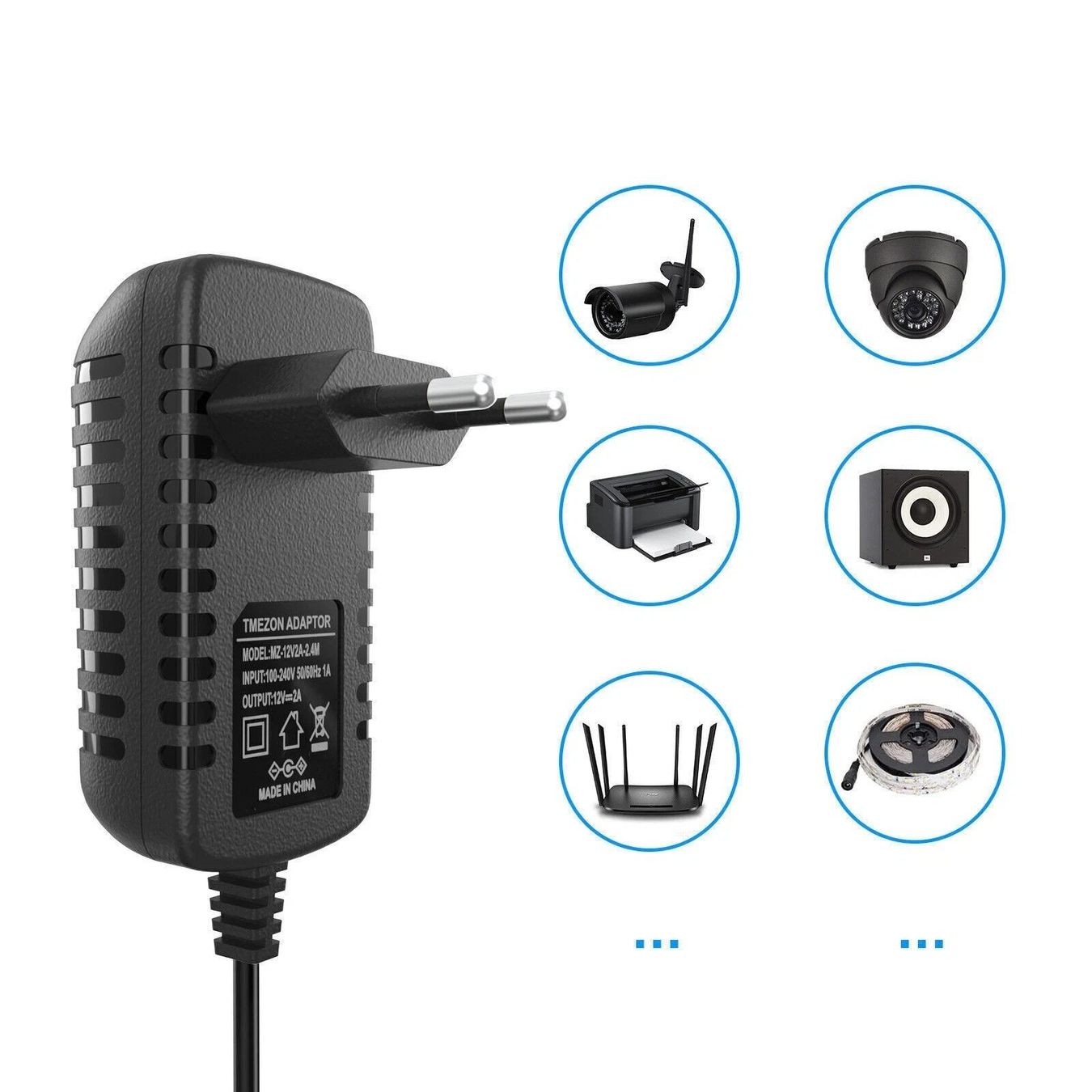 Caricatori & Batterie: Power 12V 2A AC/DC 24W Transformator Adapter Ladegerät – Nuovo (secondo la descrizione) da Kirchdorf AG venduto da csnmclub 1