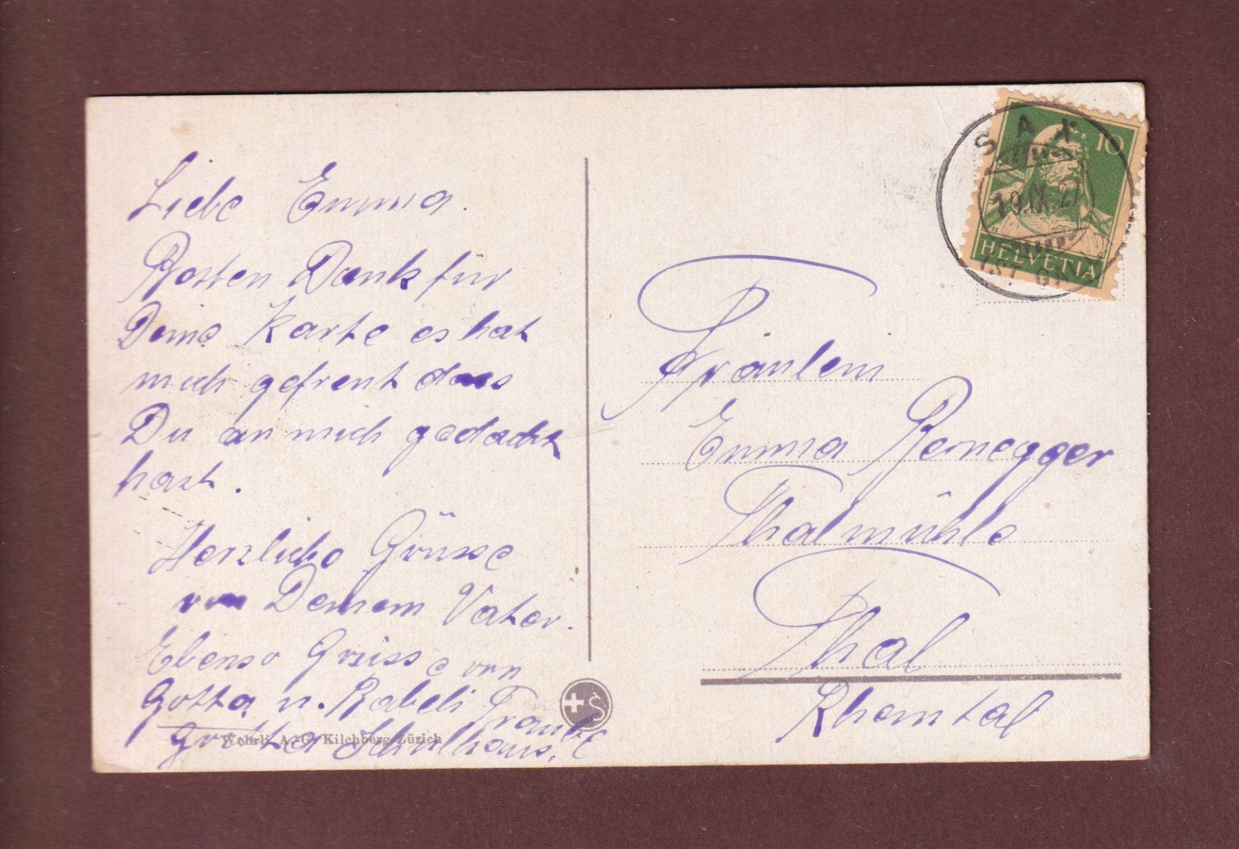 Cartoline postali: FLÜELA Wasserfall bei Davos - 1927 – Usato da Pully venduto da nicecards-shop 1