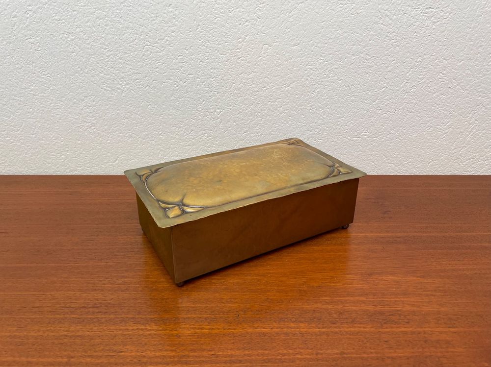 Antike Messing Schatulle Dose Handarbeit vintage Zigarrenbox