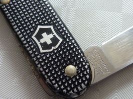 Vintage Werbe Sackmesser VICTORINOX Alox schwarz "glomar.ch"