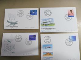 4 Sonderbriefe und -stempel Aerophilatelie 1990er Jahre