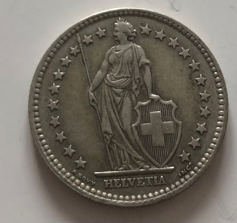 Bague Pièce De Monnaie 2 Francs Suisse En Argent - Face Étoile - Neuf Avec Étiquettes - AntiqueCoinRings