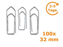 Büroklammern 100x, glanzverzinkt, 32 mm