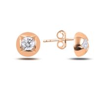 Ohrstecker rund Kugel Halbkugel Zirkonia 925 roségold 8mm