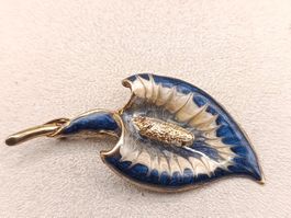 Vintage seltene Brosche vergoldete Bronze Emaliert 50er Top