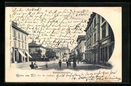 AK Wyl, Bahnhofstrasse mit Passanten