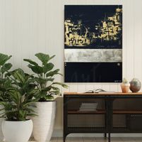 Acrylbild abstraķt schwarz gold "time is now" Blattgold