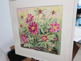 Grosses Original-Aquarell "Pfingstrosen" – Signiert RM 95