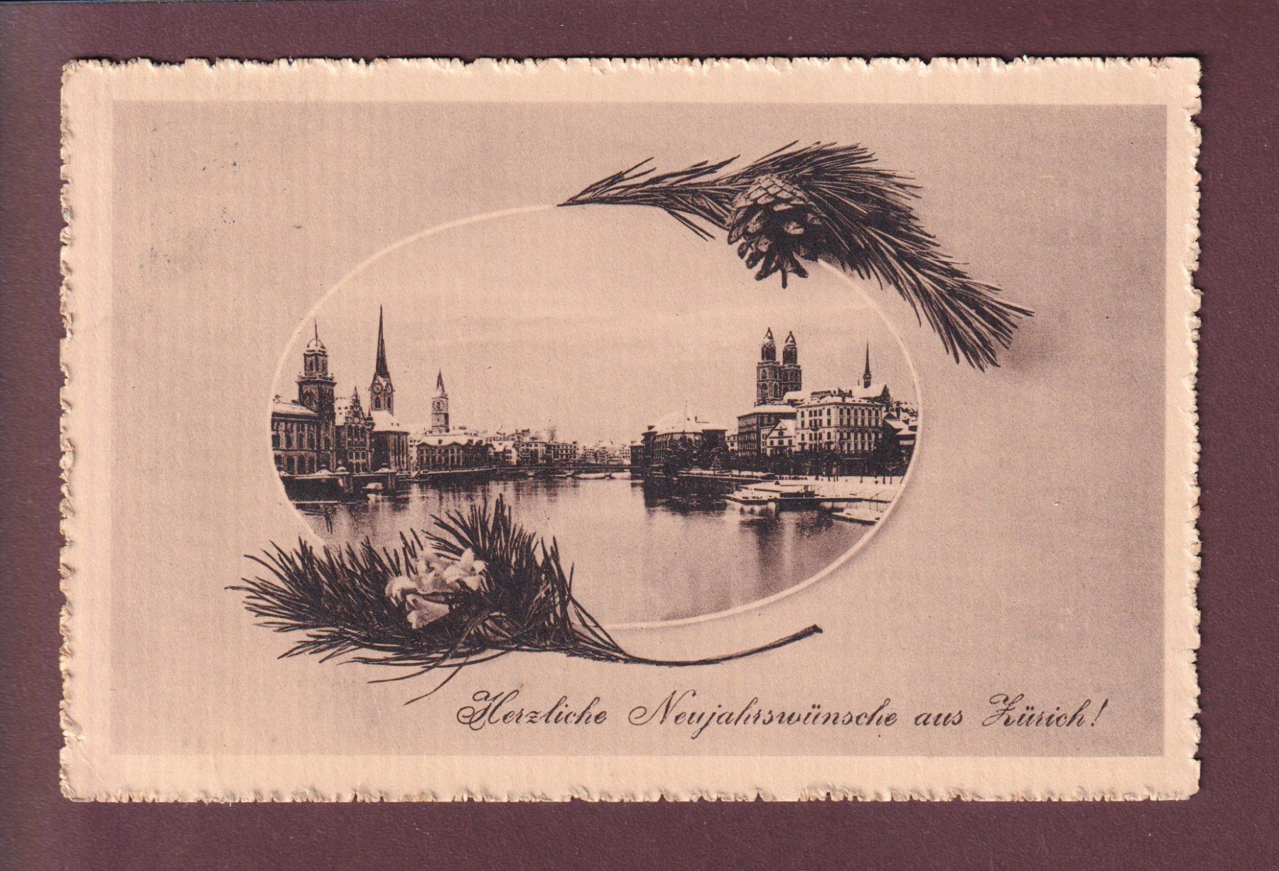 Cartoline postali: ZÜRICH - Schnee - Neujahr - 1913 – Usato da Pully venduto da nicecards