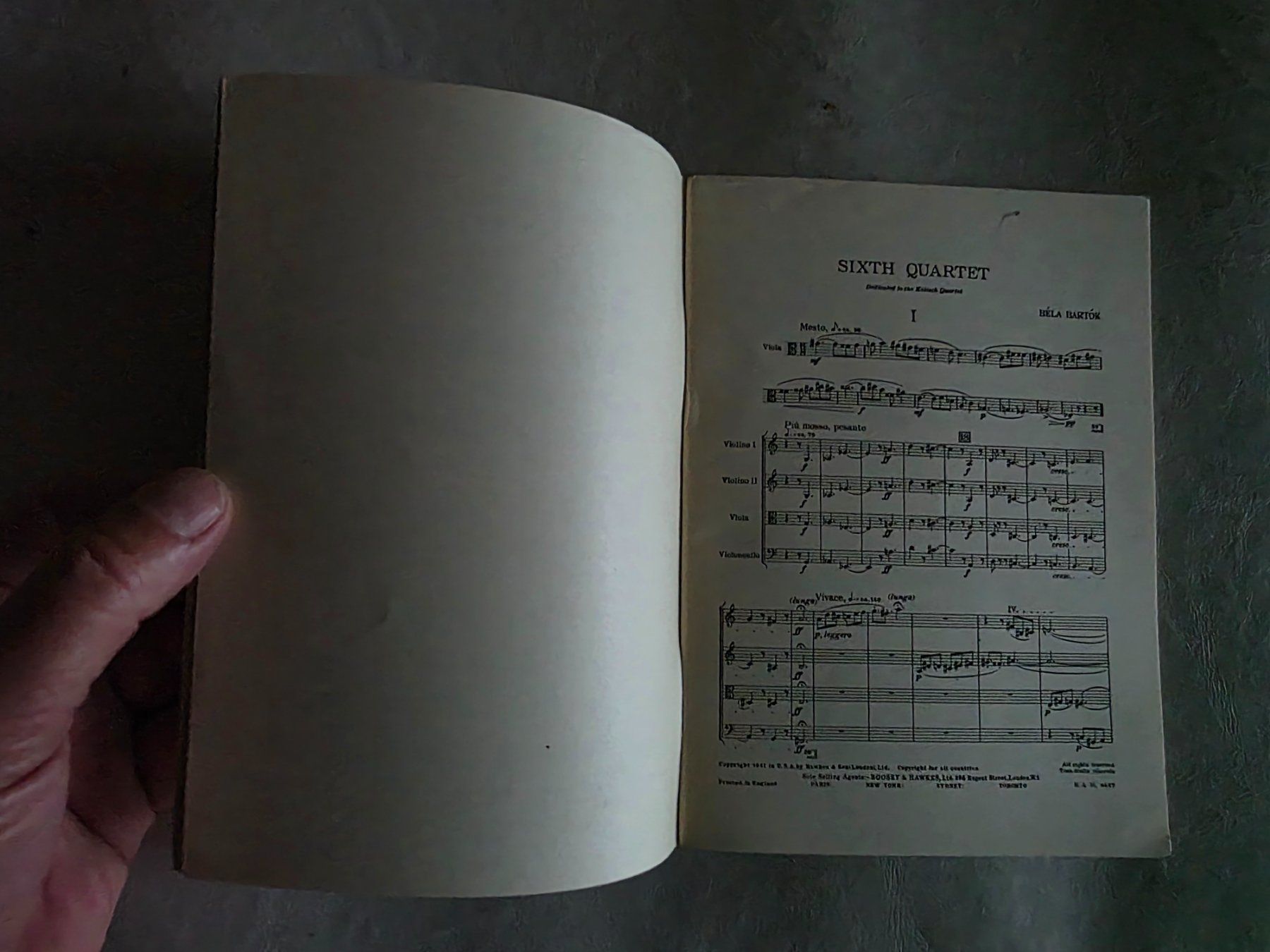 Libri: Béla Bartok - Hawkes Pocket Scores -  Sixth String Quartet – Usato da Walterswil BE venduto da Lonitti 1