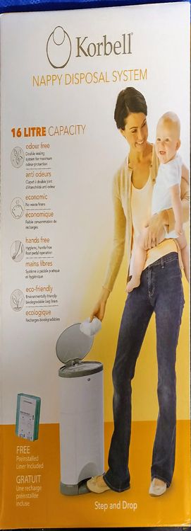 Korbell Windelbehälter 26L - Geruchsneutraler Windeleimer Mit Fußpedal & Nachfüllpackung