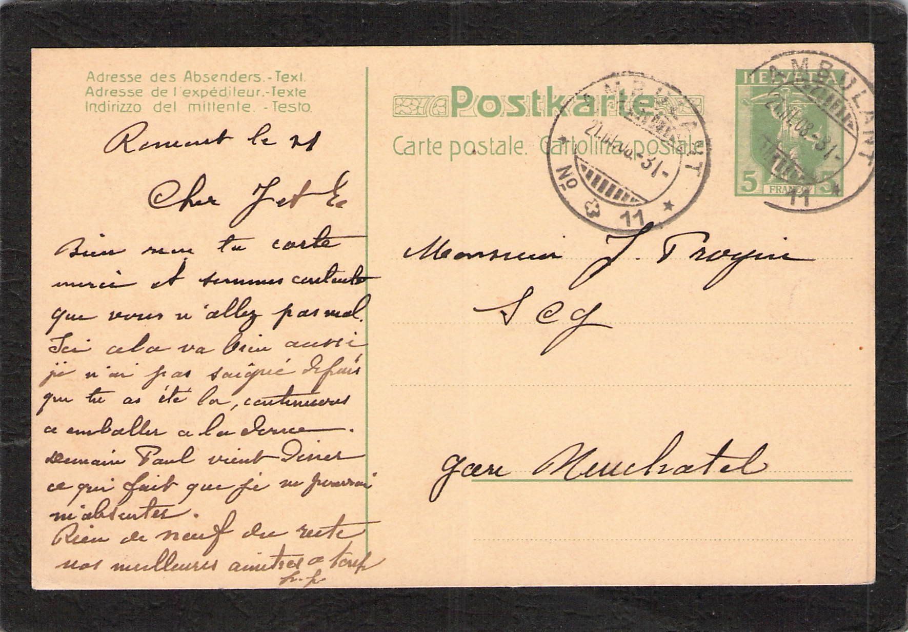 Tutti i francobolli: Suchard PK 036.SUCH 16 , gel. 21.lll.1908 – Usato da Reichenburg venduto da Pipo-67 1