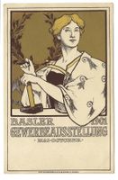 Basler Gewerbeausstellung 1901 Jugendstil-Litho - rar !