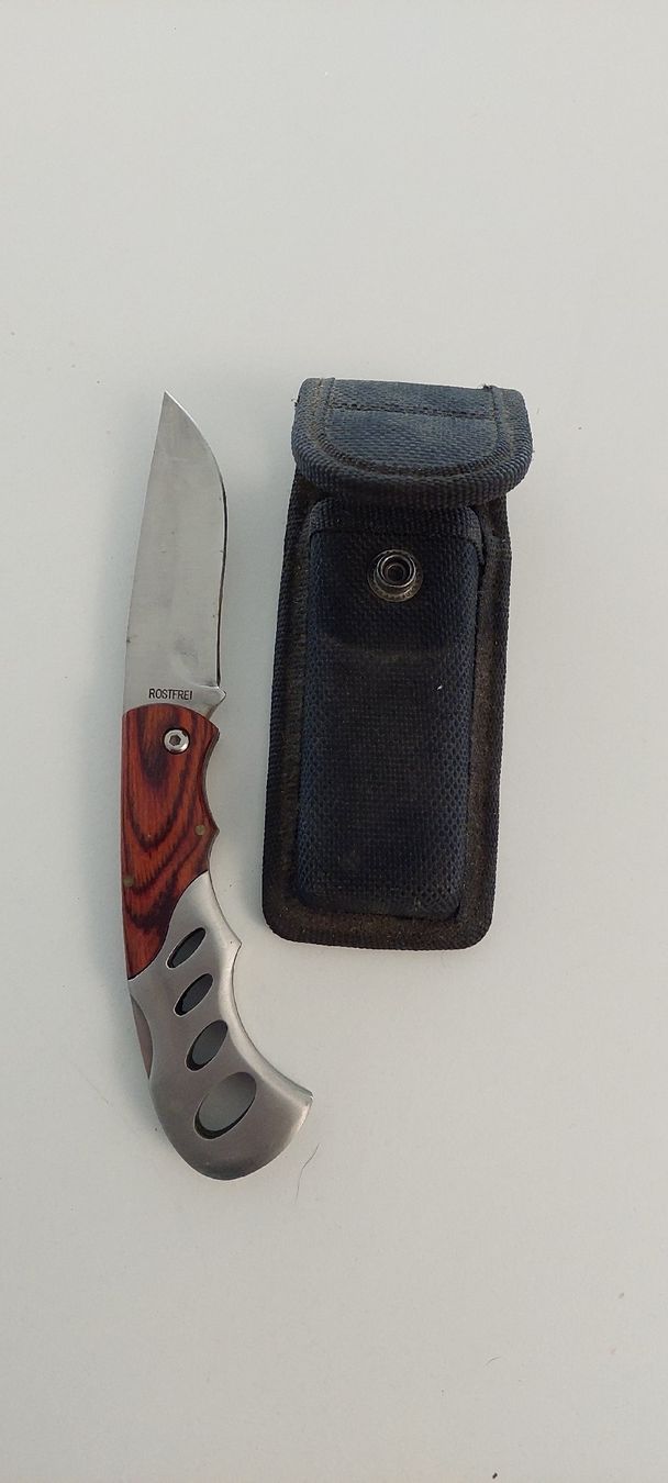 Zubehör: Taschenmesser mit Etui, EIE, Holzgriff, gebraucht – Gebraucht aus Rothenburg von Schomi3