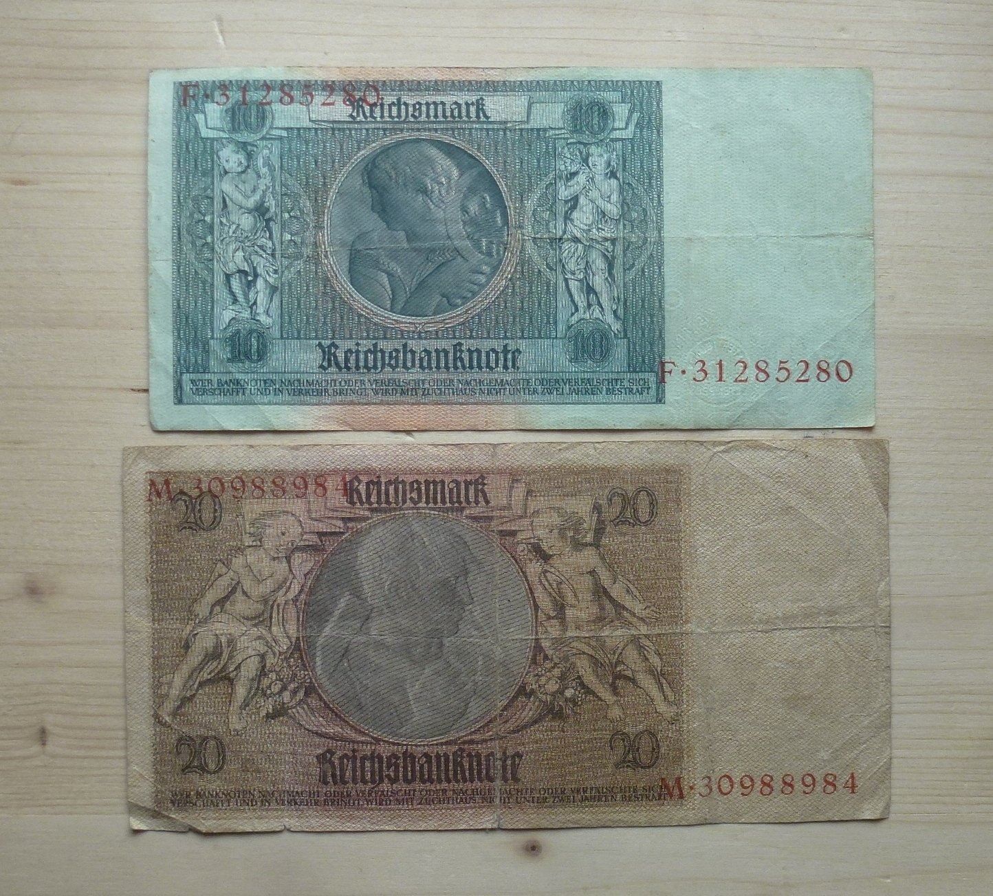 Banconote: DR ++ 10, 20, 50 und 100 Reichs-Mark – Usato da Walkringen venduto da Casablanca777 2