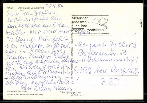 Cartoline postali: AK Zermatt, Strassenpartie – Usato da Berlin venduto da bartko-reher 1