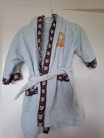 Kinder Bademantel Gr. 104  hellblau mit Bärenmotiv