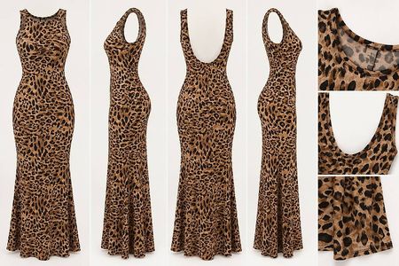  SHEIN rückenfreies Leo-Maxikleid Grösse S