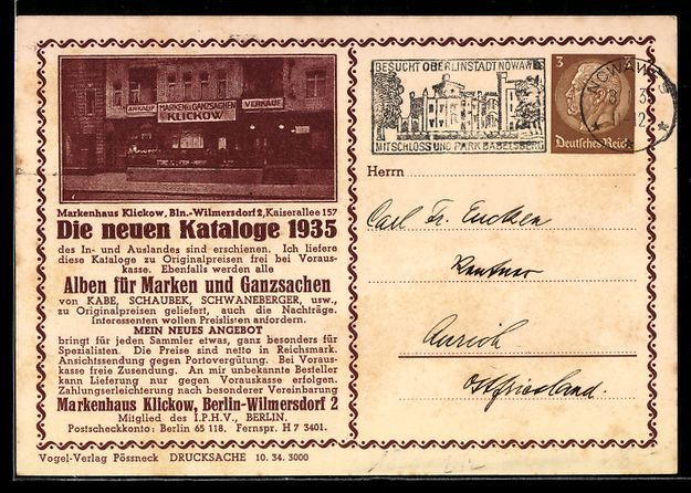 Cancelleria postale: Berlin-Wilmersdorf, Markenhaus Klickow,  – Usato da Berlin venduto da bartko-reher