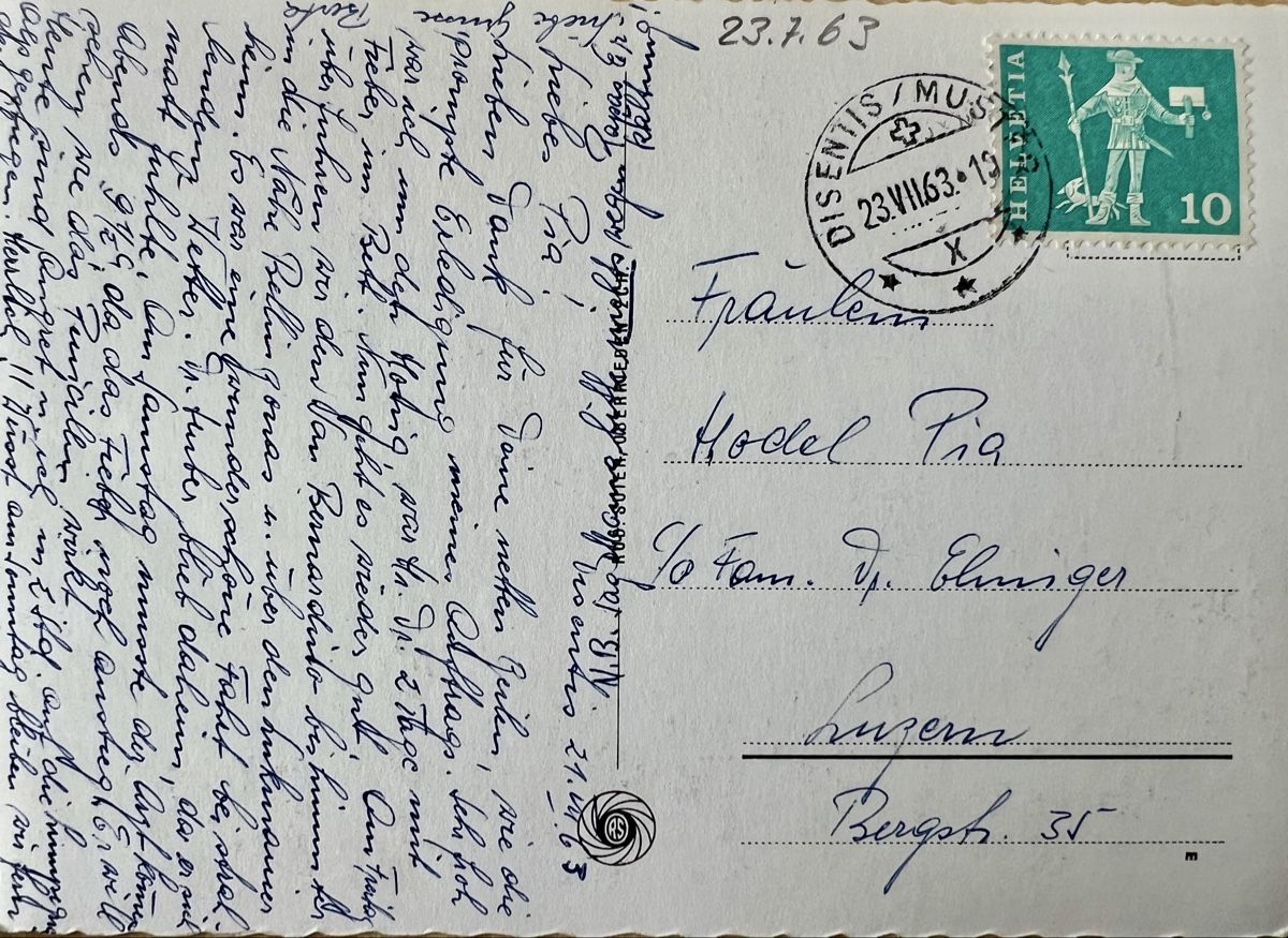 Cartoline postali: AK Disentis gelaufen 1963 – Usato da Muotathal venduto da OttoK01 1