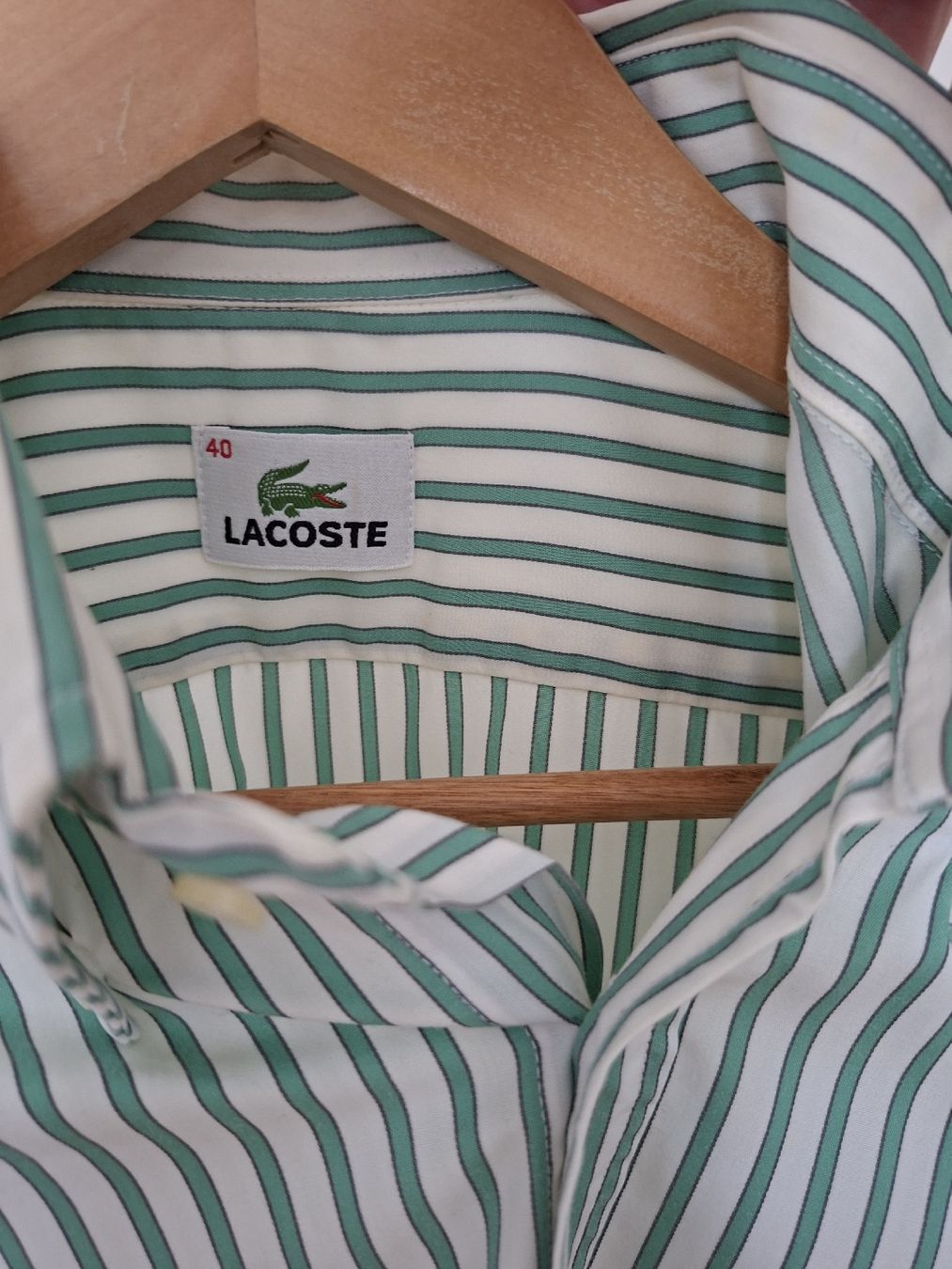 Lacoste Camicie: Chemise rayée verte et blanche Lacoste taille 40 – Usato da Renens VD venduto da ser_j2fn 2