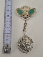 Antik Jugendstil Brosche Anhänger Medaillon 1900 Silber 900
