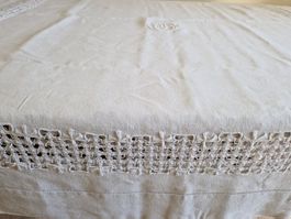 Leinen Tischdecke mit Stickerei ,Monogramm /325x150cm