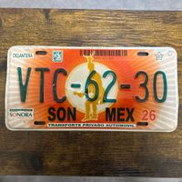 🇲🇽 Mexiko Autoschild, Sonora VTC-62-30 - ORIGINAL 