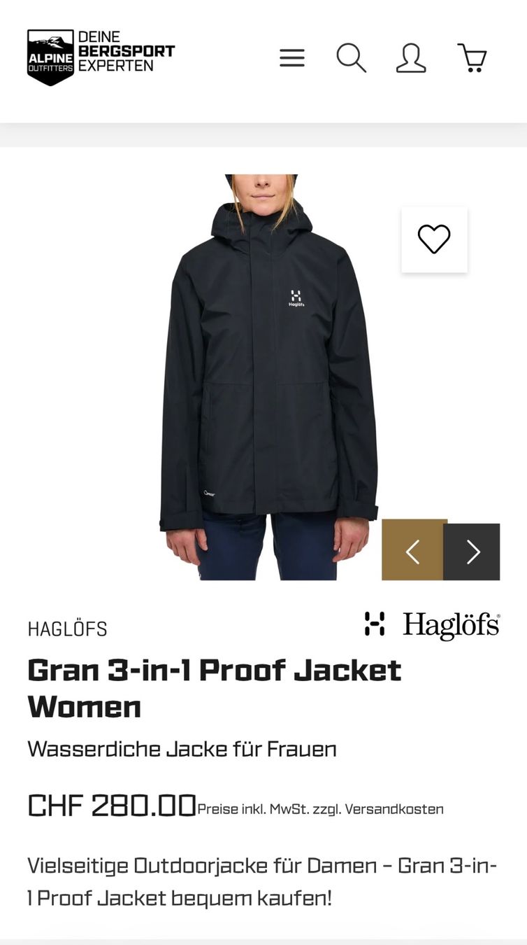 Haglöfs Giacche: Haglöfs Gran 3-in-1 Proof Jacket Women – Nuovo (secondo la descrizione) da Zürich venduto da babychur