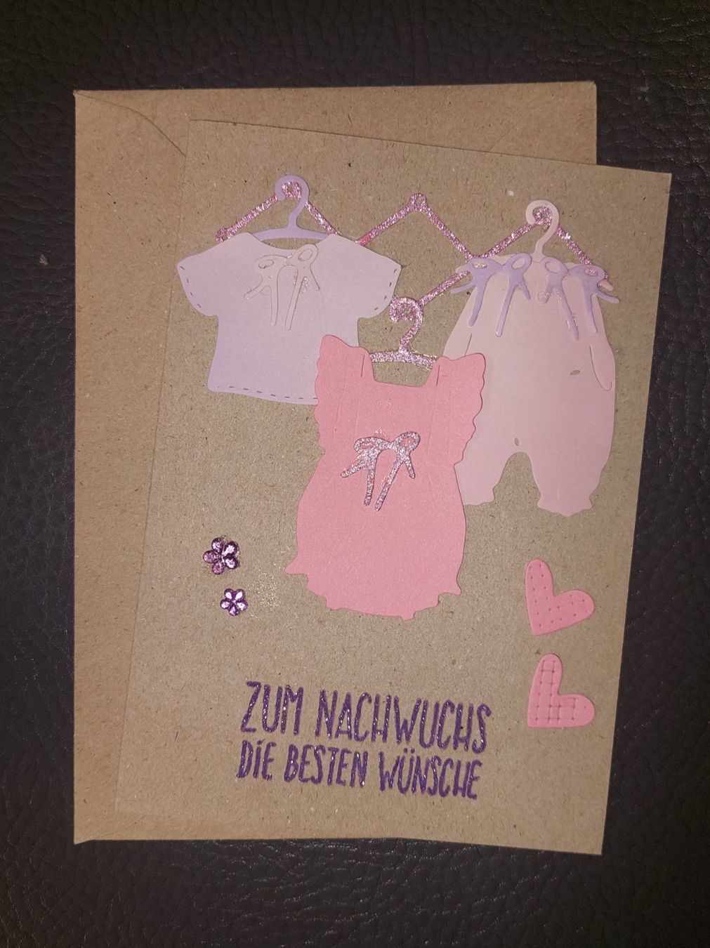 Cartoline: Handgemachte Karte zur Geburt, Mädchen – Nuovo e nell'imballaggio originale da Erlinsbach venduto da pfunky