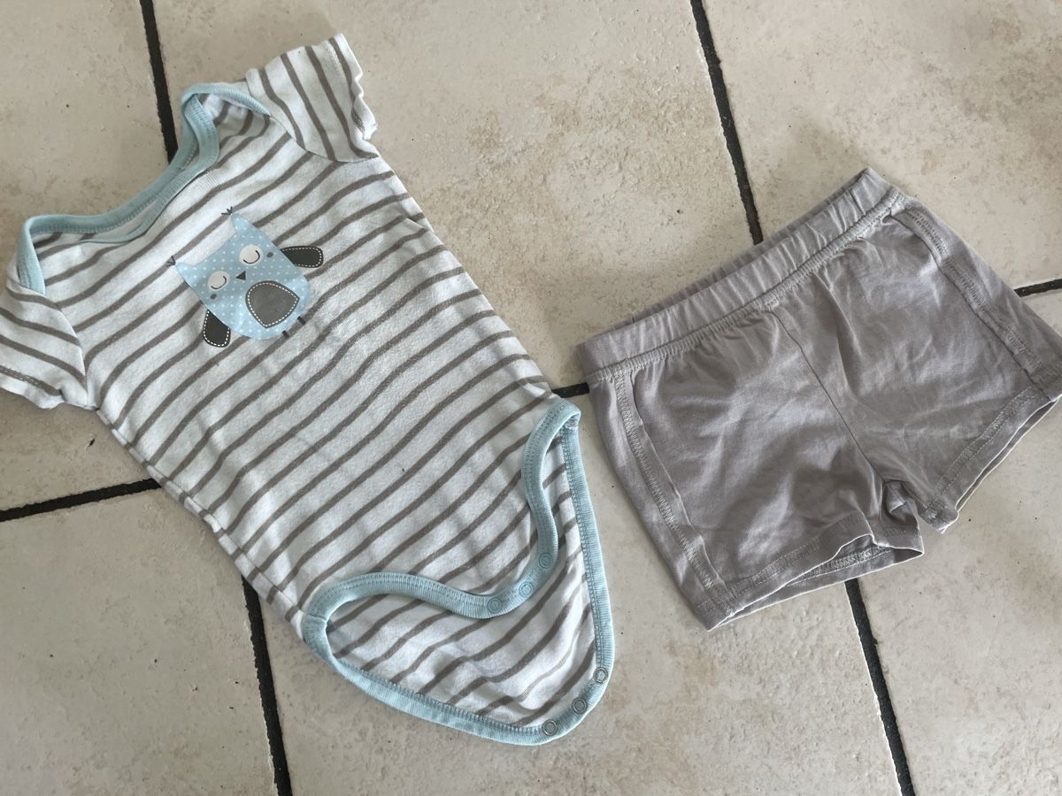 Lotti & Set di vestiti: Body Orchestra mit Eule & kurze Hose Gr.74 – Usato da Obergerlafingen venduto da cabo4