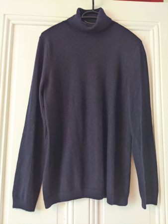 ERIC BOMPARD : Pull col roulé cachemire marine M-L (XL)