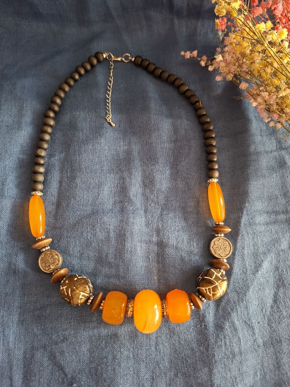 Ketten: Collier Statement Bohème – Perles Effet Agate & Bois – Neu (gemäss Beschreibung) aus Lutry von Sim_Sta