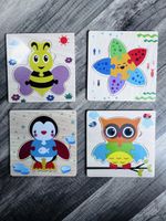 4 Holzpuzzles Kinder Tiermotive Set guter Zustand