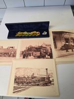 4 Stk. Karten mit Eisenbahn Sujets + 8 Pins Jungfrauregion