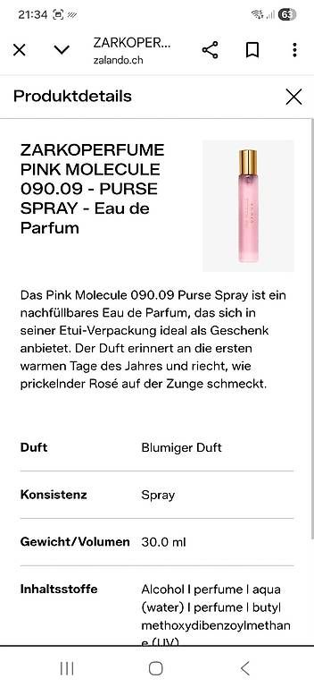 Zarkoperfume Profumi & Eau de Toilette: ZARKOPERFUME PINK MOLéCULE 090-09 – Nuovo e nell'imballaggio originale da Uerkheim venduto da Pod23 3