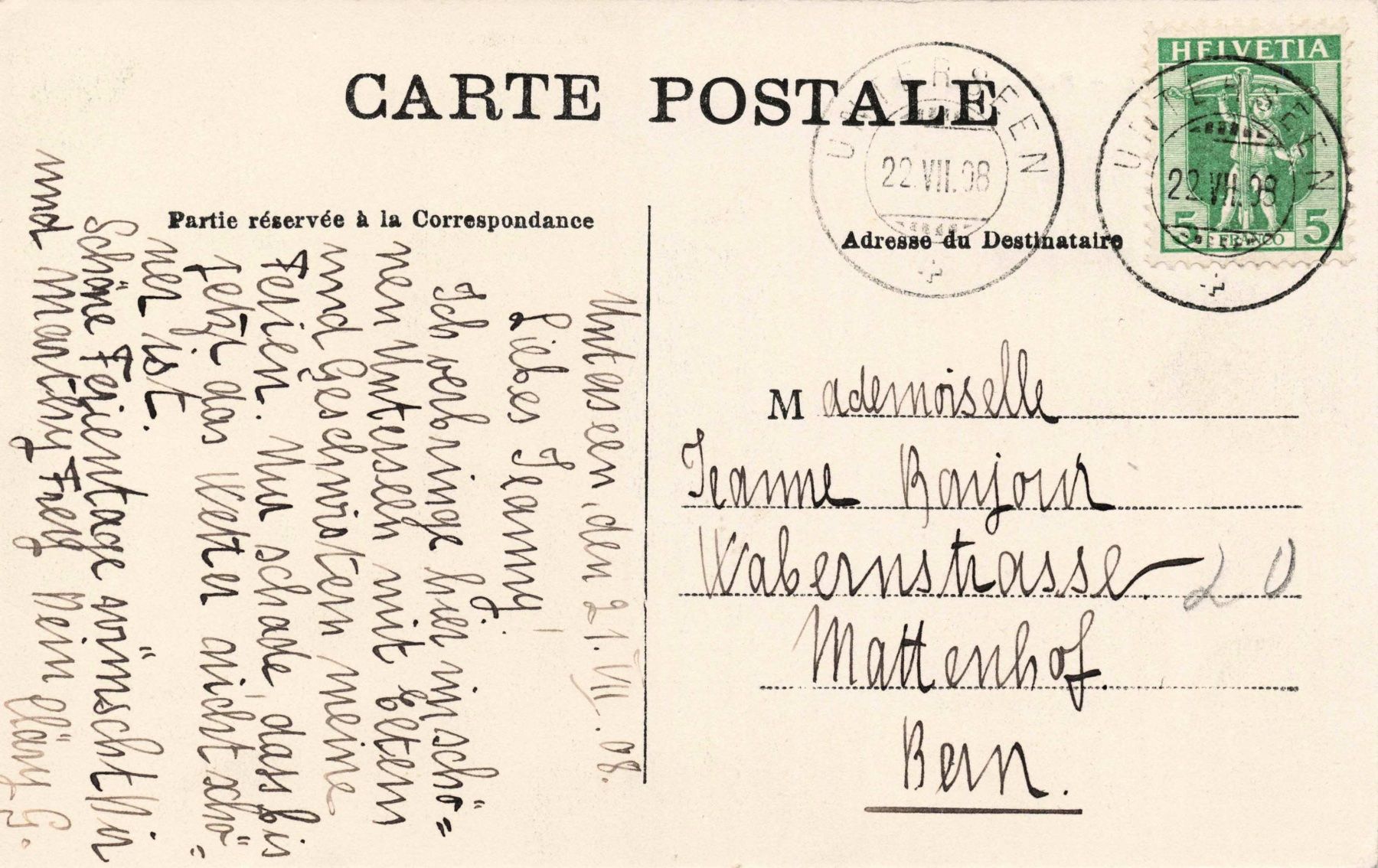 Cartoline postali: Interlaken Bahnhof strasse – Usato da Biasca venduto da Blenio71 1