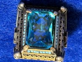 Wunderbarer Silberring 925, Grösse 27, mit blau Topas
