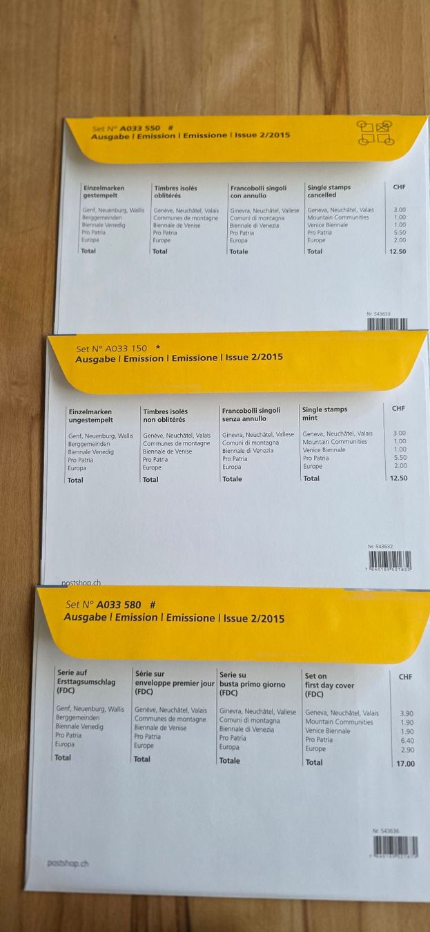 Tutti i francobolli: CH-Briefmarken Jahresausgabe 2015 – Nuovo (secondo la descrizione) da Wettswil venduto da Schnuebe 3